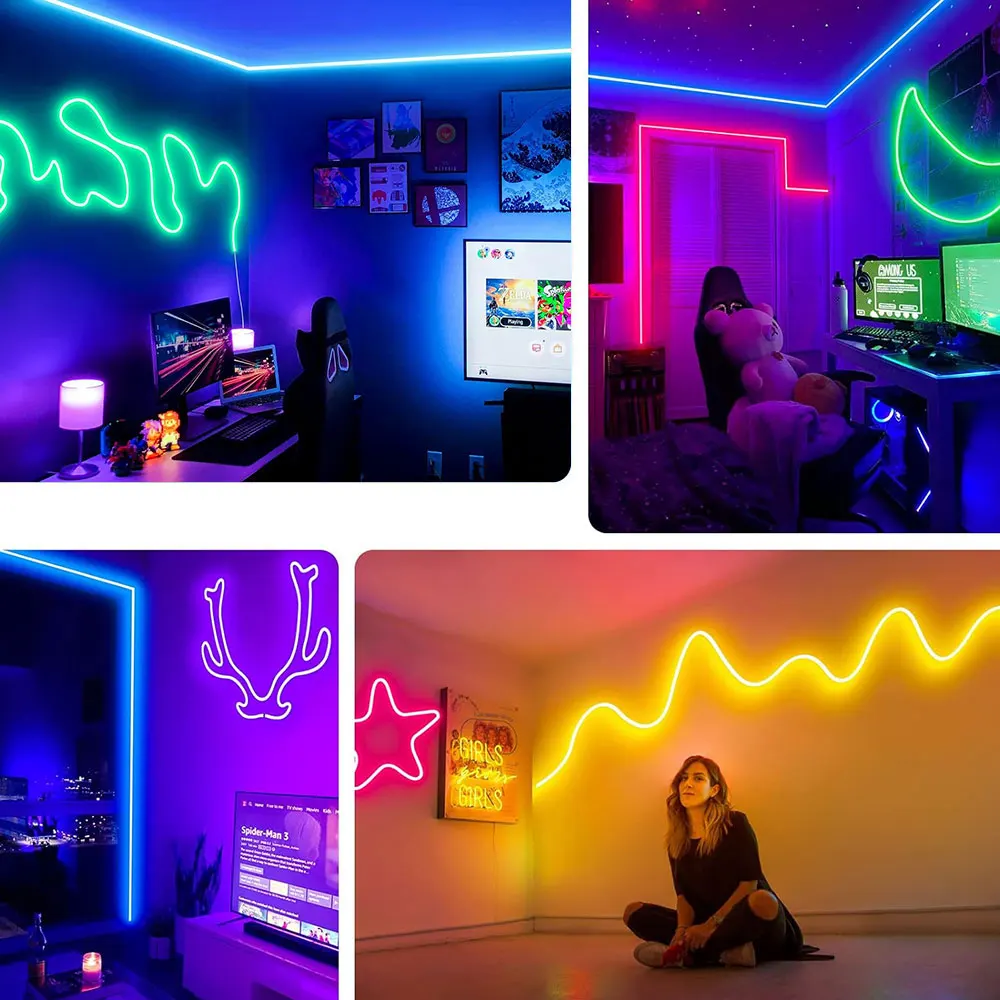 LUXONIC 16.4FT 5M Neon Ruban LED, RGB Bande LED, Bluetooth Flexible Néon en Silicone avec APP/Télécommande, Etanche IP67, Synchronisation Musicale, Décoration Extérieur/Intérieur pour Fête LUXONIC 16.4FT 5M Neon Ruban LED, RGB Bande LED, Bluetooth Flexible Néon en Silicone avec APP/Télécommande, Etanche IP67, Synchronisation Musicale, Décoration Extérieur/Intérieur pour Fête