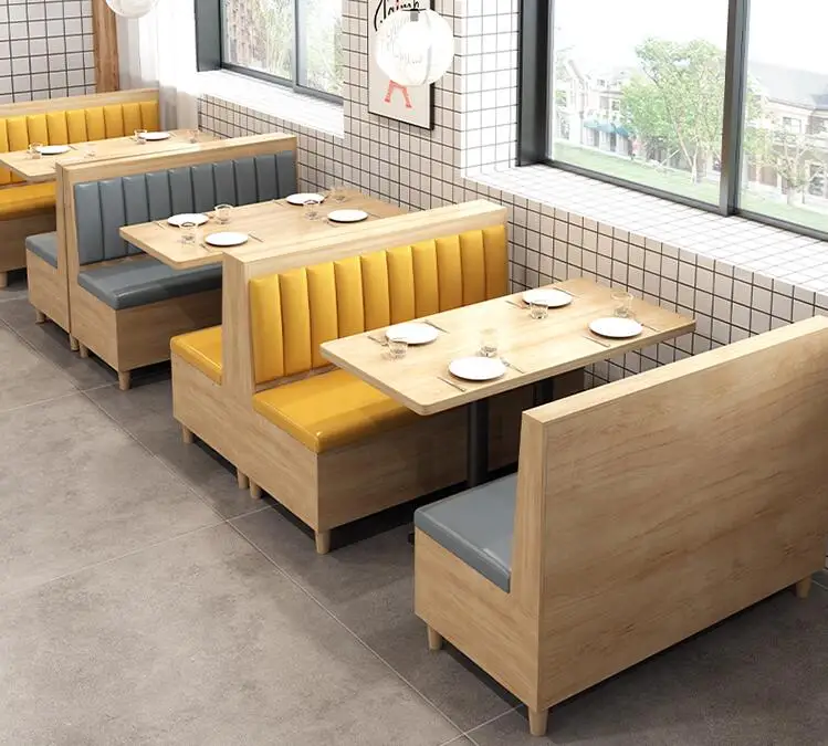 Western Restaurant Wall Stand Snack Shop Restaurant Catering Shop Solid Wood Sofa Dessert Milk Tea Table Chair