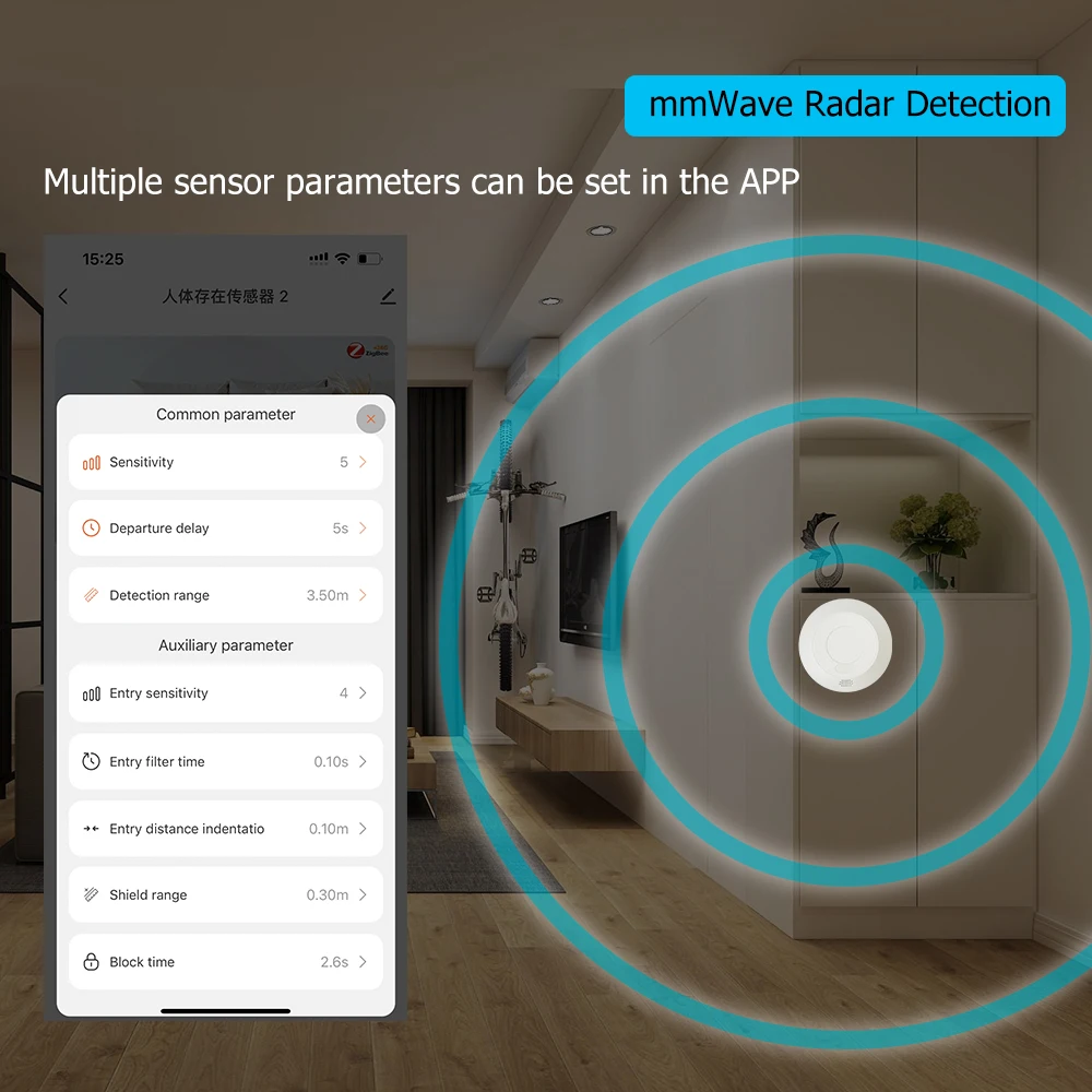 Sensore di presenza umana MmWave, sensore di rilevamento ZigBee 5.8G millimetro Sensore di presenza umana MmWave, sensore di rilevamento ZigBee 5.8G millimetro