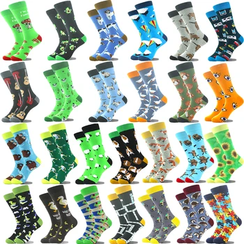 Design accattivante Avocado Crew Calzini da uomo Creativo Occhio Chitarra Bus Modello Sokken Anatra Gatto Volpe Lontra Animali Divertidos Chaussette Sox 1