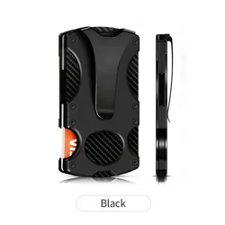 Sleek Aluminum RFID - Blocking Slim Wallet with Money Clip (AB052 - Black)