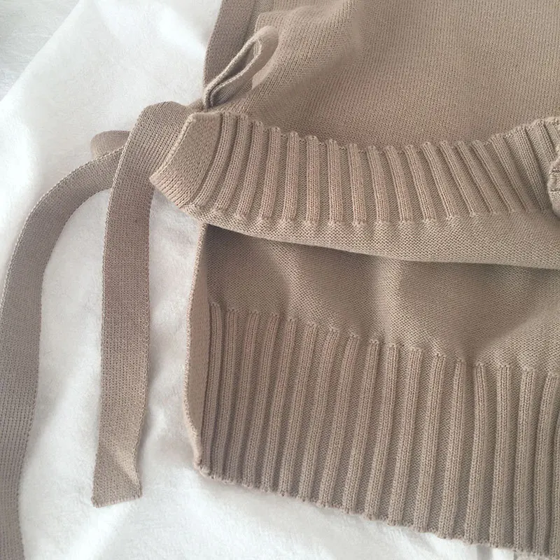 Spring Instagram Baby Knitted Vest Korean Edition Baby Lace up Tank Top Girl's Woolen Small Sweetheart Sweetheart Cotton kids sweater