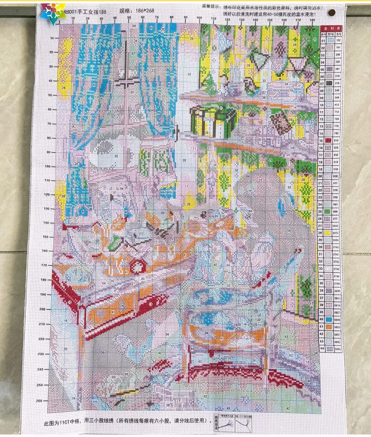 Qizui Girl Cross Stitch Craft Painting DIY Embroidery Set 11CT 9CT Printed Cloth Handmade Material Pack Cotton Threads cross stitch kit