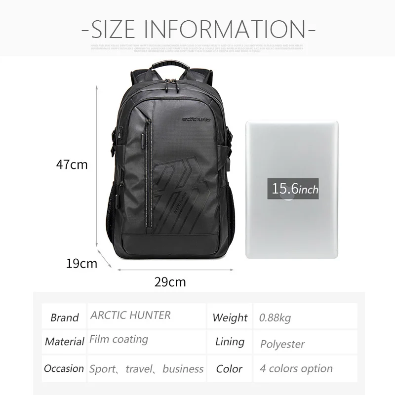 Arctic Hunter 2023 Men's Backpack Large Capacity Business Backpack Backpack Notebook 15.6 Inch Computer Backpack 2