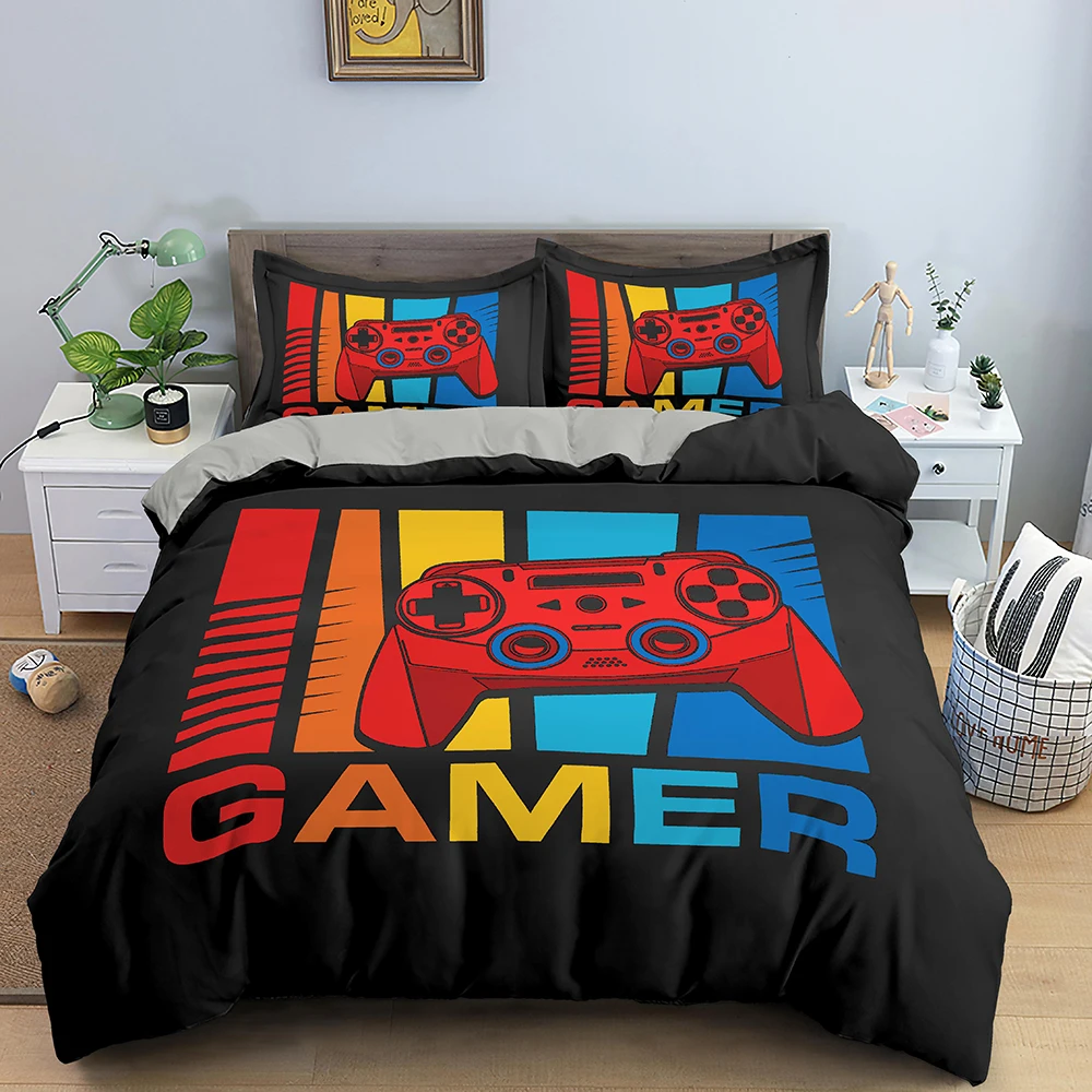 Gamer Beddengoed Set Luxe Retro Game Handvat Dekbedovertrek Teen Boy Meisje Polyester Gamepad Print Dekbed/Dekbed Covers 2/3Pcs| | - AliExpress