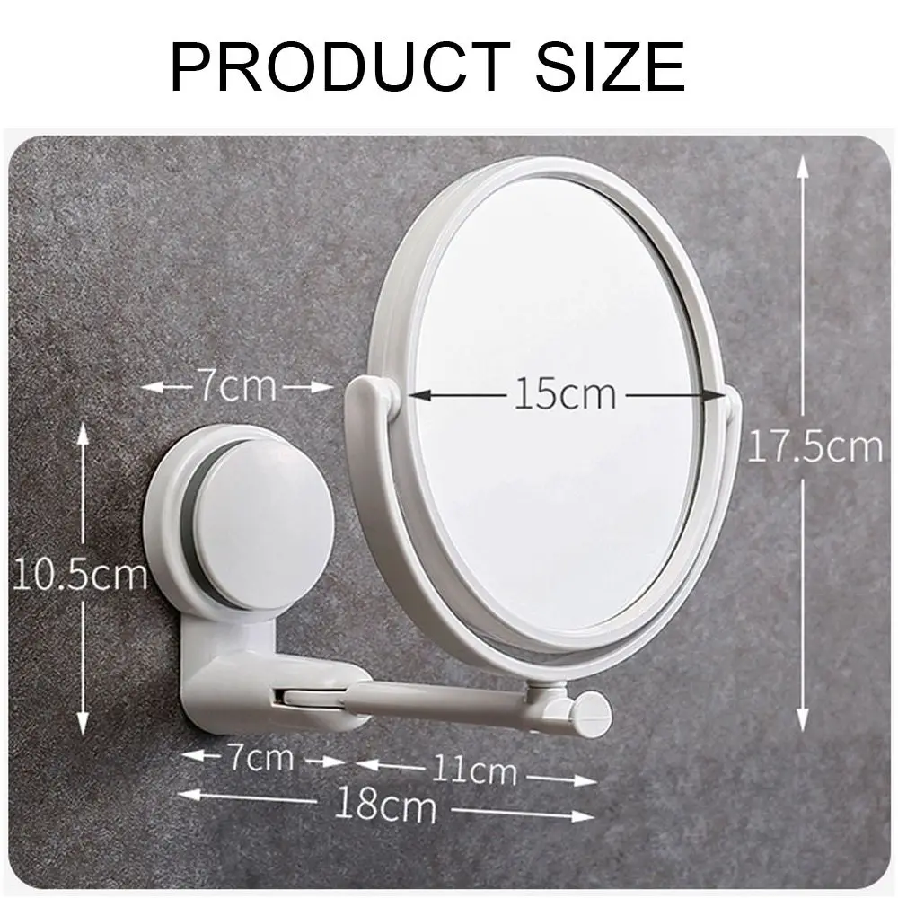 Plastic Self Adhesive Wall Hang Round Vacuum Suction Folding Makeup Supplies Vanity Mirror Shave Mirrors Bath Mirrors 6