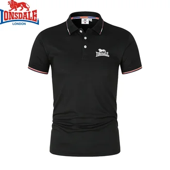 Polo ricamata LONSDALE da uomo traspirante, nuova collezione estiva, elegante e casual, di alta qualità, con risvolto, per uomo