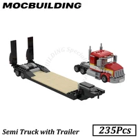Semi Truck with Trailer Car Model City Vehicle Display MOC Building Blocks Brick Toys Construction Gift Christmas Present 1