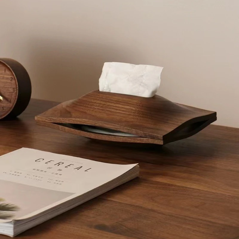 

Solid Wood Desktop Tissue Box Home Decoration Living Room Decoration Black Walnut Paper Drawer Box High-end