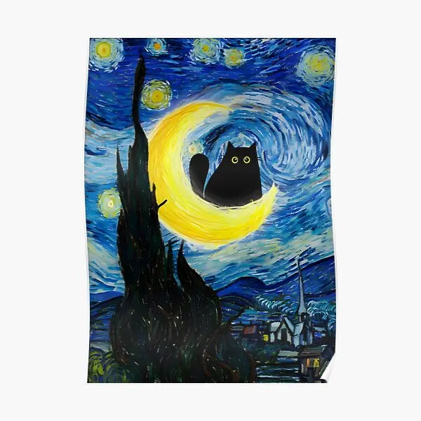 

Винсент Ван Гог-Черный кот в звезде, постер, забавное винтажное искусство, Настенная картина, украшение, живопись, Декор для дома, печать без рамки