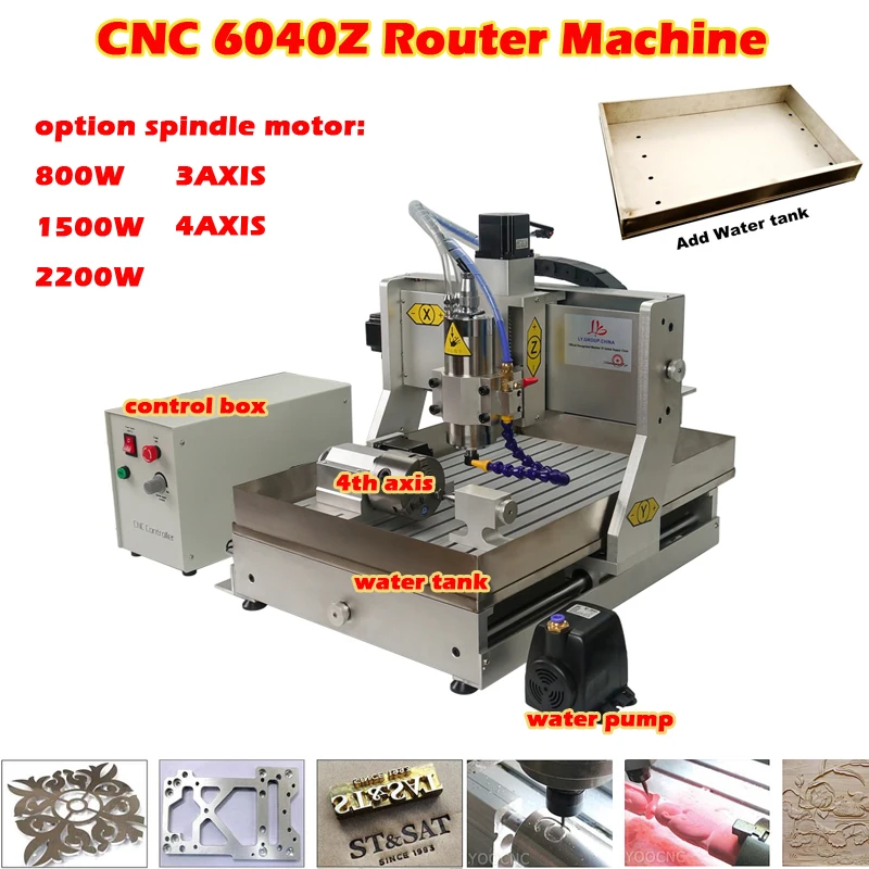 

LY CNC 6040Z Router 800W 1500W 2200W VFD Water Cooling Spindle Engraving Drilling and Milling Machine for Working Wood Metal