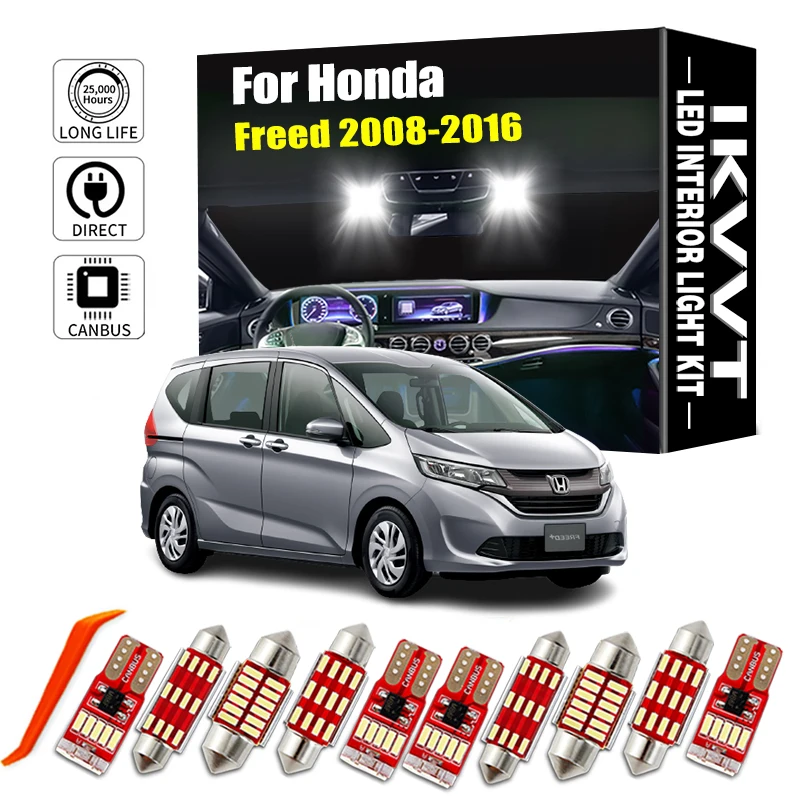

IKVVT 11 шт. Canbus внутренняя лампа для Honda Freed 2008 2009 2010 2011 2012 2013 2014 2015 2016 светодиодная внутренняя карта купольсветильник лампа для автомобиля
