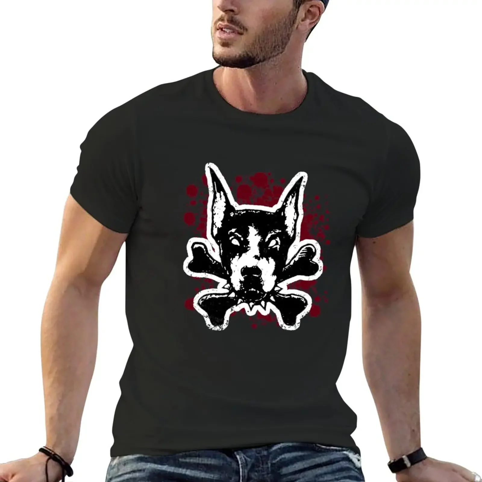 Doberman Pinscher T-Shirt Top Blacks Plain White T-Shirt Uomo