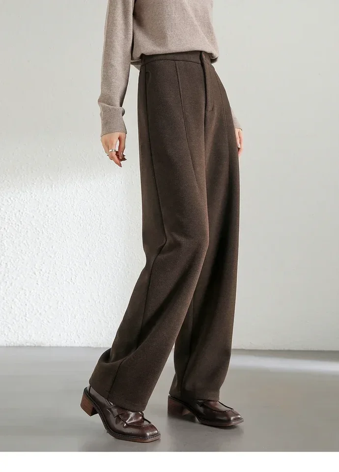 SENTUBILA Wool Blend Pants Women 2024 Winter Straight High