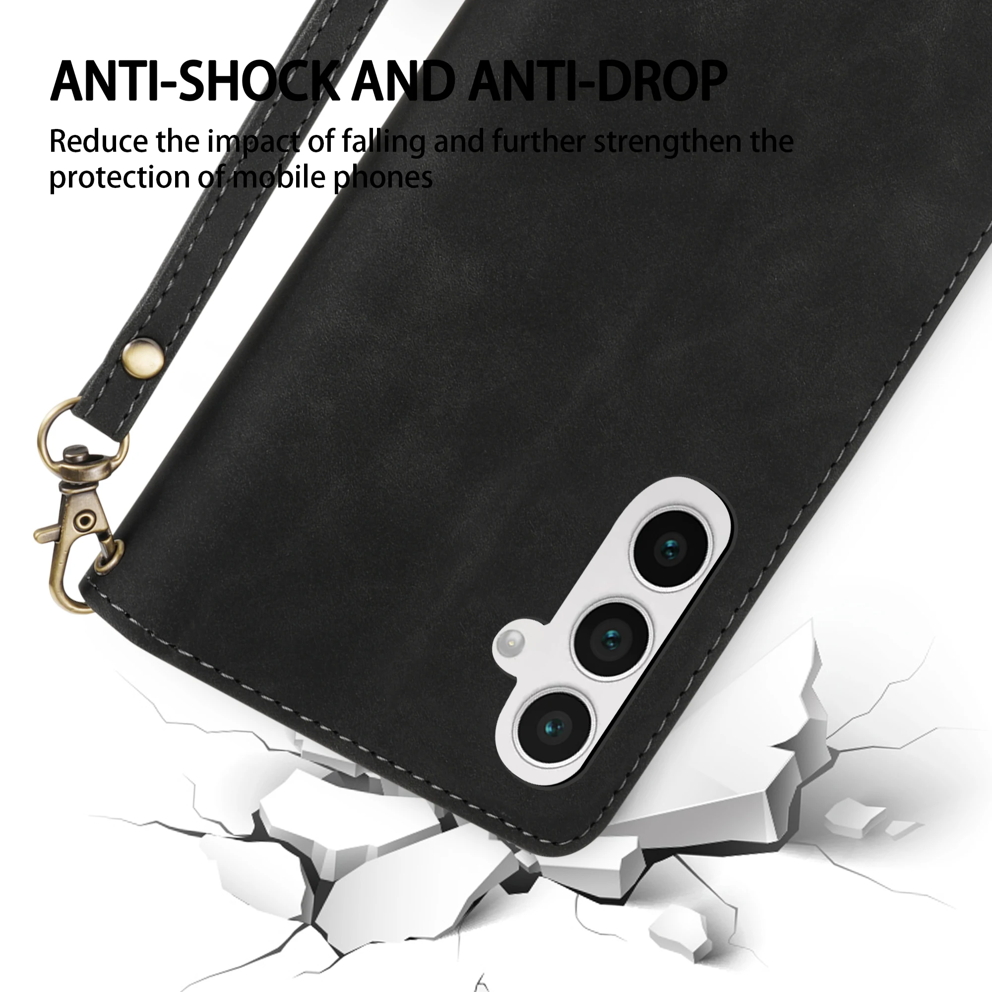 Deluxe Multi-Card Zipper Leather Wallet Case with Kickstand and Magnetic Closure