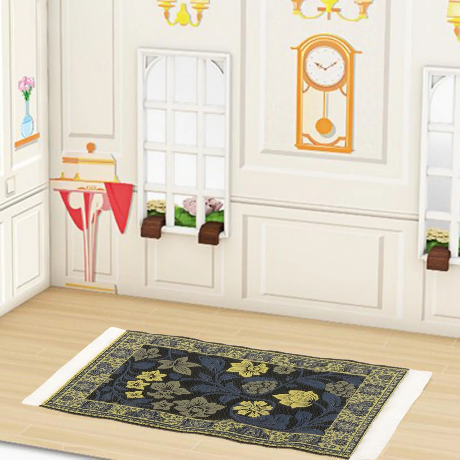 

Miniature Dollhouse Carpet Simulation Pretend Play Accessories for Living Room Decoration 1:12 Scale Carpeting Decor Mini Rug