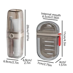 Portable Travel Toiletry Set with Soap Case and Toothbrush Storage Box (Onesize)