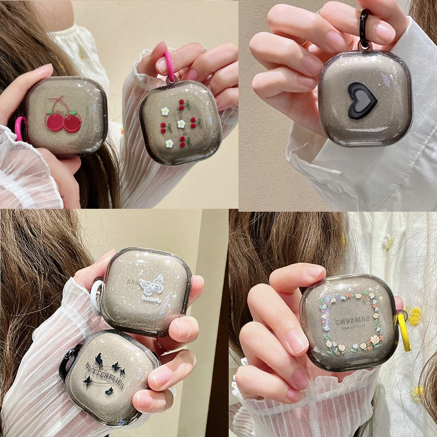 Per Samsung Galaxy Buds Live / Fe / Buds2 2Pro Custodia Carina Custodia In Silicone Per Auricolari Glitter Trasparente Per Galaxy Buds2 Pro Cover