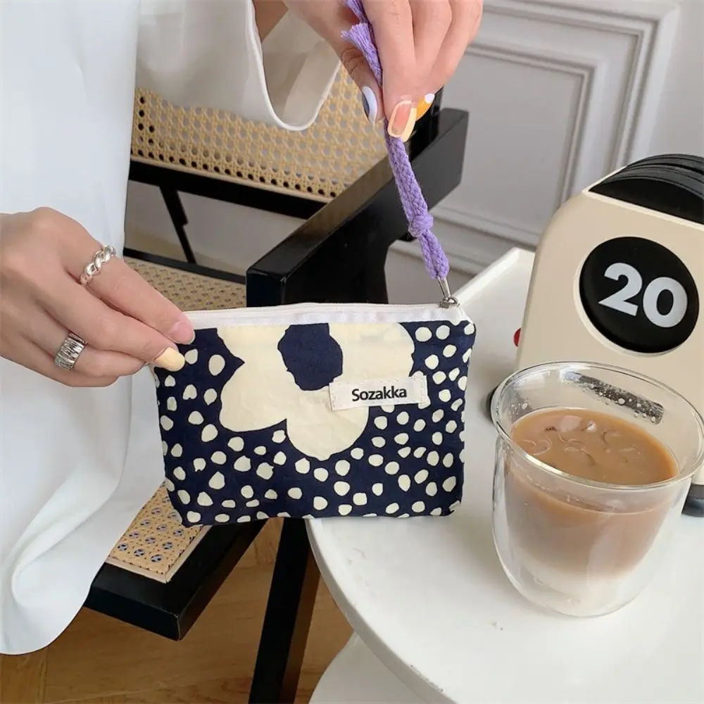 Cute Canvas Coin Purse Floral Storage Bag Wallet Women Girls