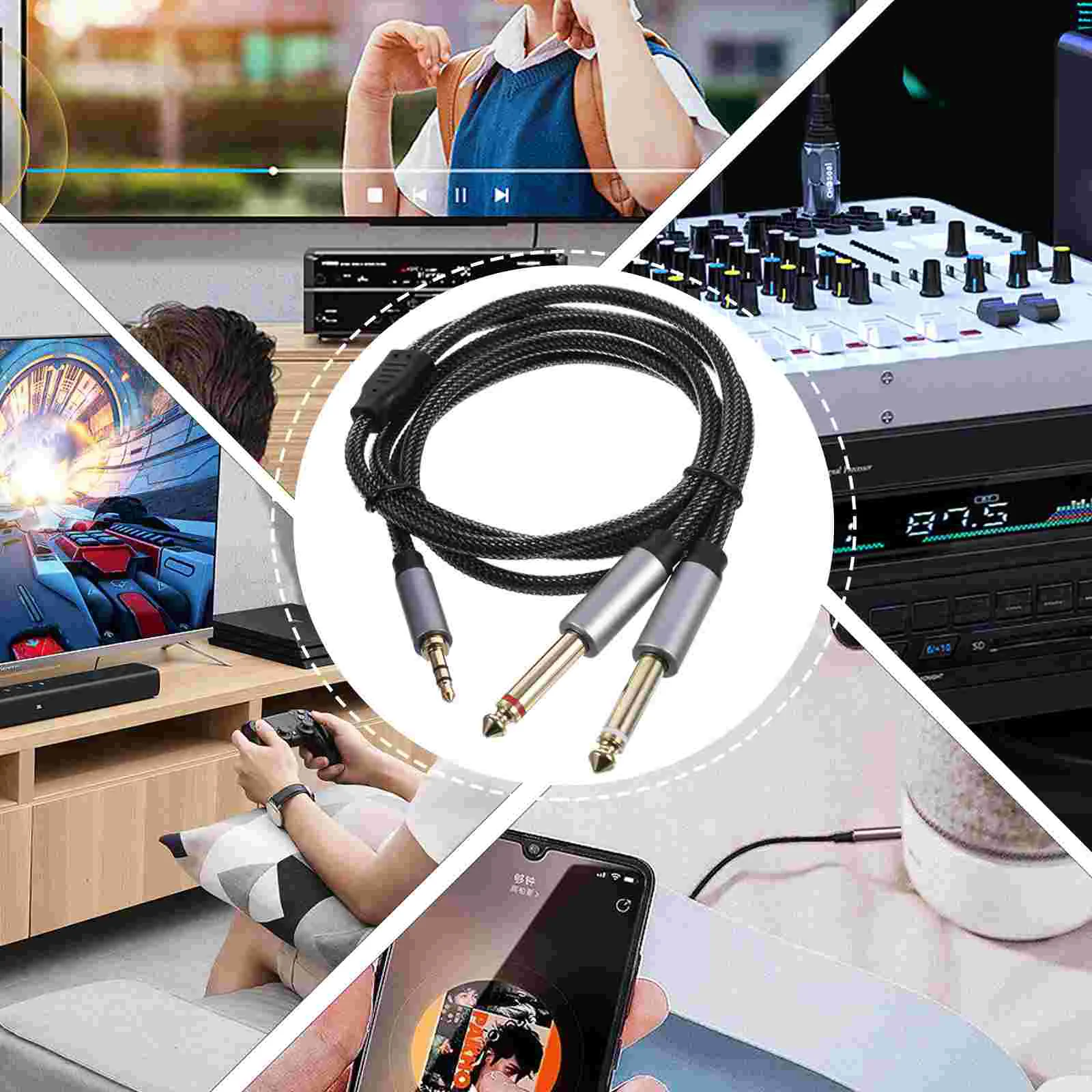 

Computer Cable Splitter Line Guitars Smart Phone Wire Zinc Alloy 35mm to 635mm Adapter