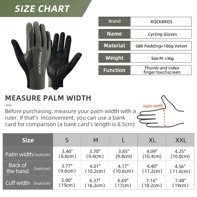 ROCKBROS Cycling Gloves Spring Summer Gloves Touch Screen Anti-slip Breathable MTB Road Bike Running Fitness Gym Motor Gloves 6