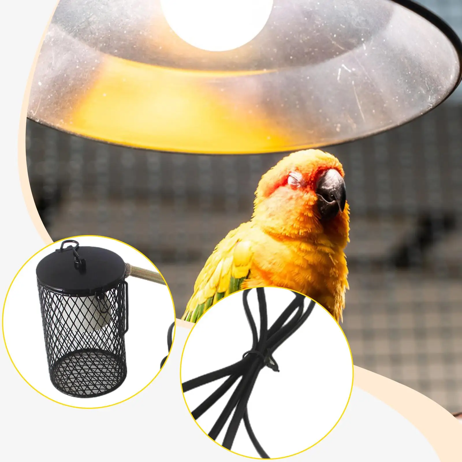 Reptile Heat Lamp Guard, Heater Light Cover Winter Supplies Heating Light Mesh Cage for Snake,