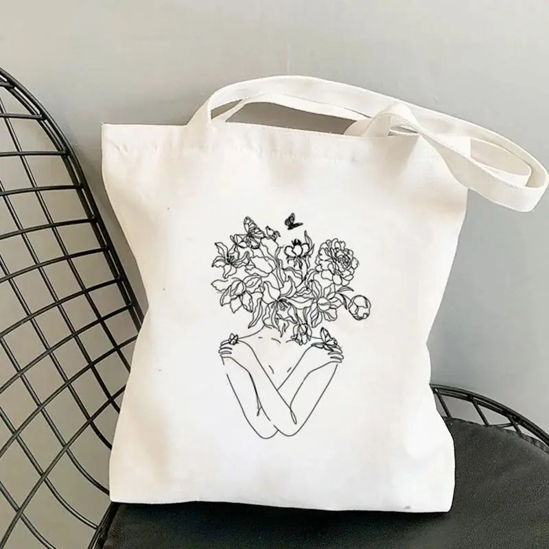 Abstract Face Print Women Shoulder Bags Canvas Tote Bag Daily Casual Storage Pouch Eco Reusable Handbag Shopping Shopper Bags 2