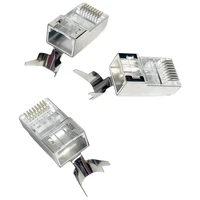 10Pcs Cat.6A Shielded Pass-Through RJ45 Modular Plug, Gold-Plated Pure Copper Pins, 10Gbps, Compatible with Cat6 Cable 6