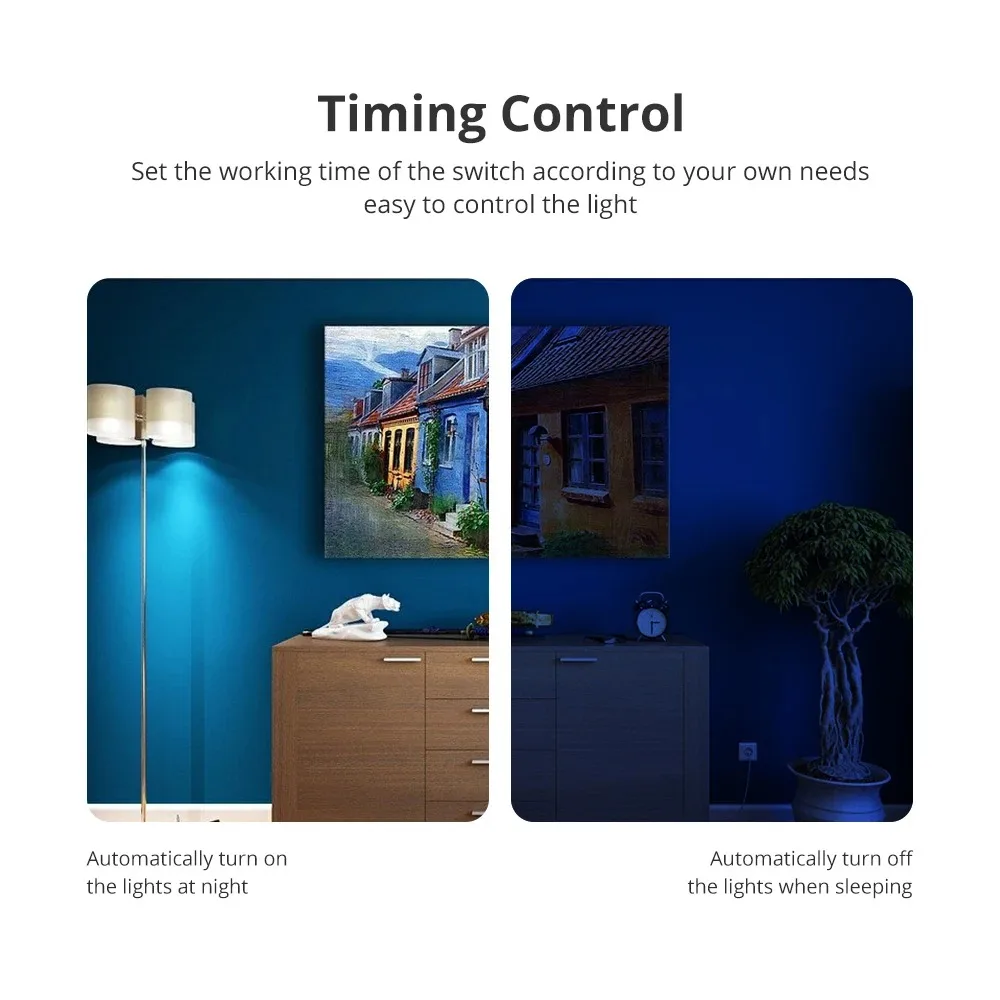 Interruptor de Luz de Parede Zigbee EUA/AU com Neutro, 1, 2, 3, 4, 6 Teclas, Compatível com Tuya App, Alexa, Google Home, Controle por Voz, Envio do Brasil