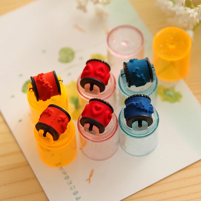 3/6Pcs Baby Colorful Ink Pad Stamp Seal Preschool Funny Toy Learning Cartoon DIY Roller Drawing Diary Tool for Kids Ink Pad Gift 3