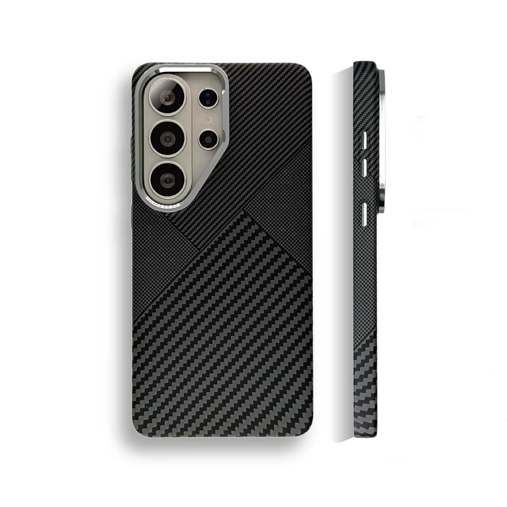 Carbon Fiber Pattern Magnetic Phone Case - Shockproof & Wireless Charging Compatible Cover