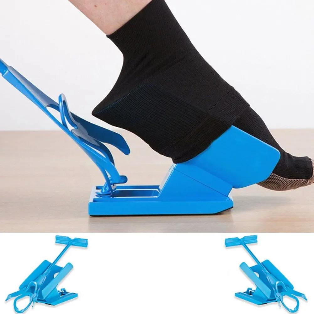 Sock Slider Aid Blue Helper Kit Helps Put Socks On Off No Bending Shoe Horn Suitable For Socks Foot Brace Support 1pc shoe horn sock aid