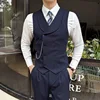(1 Pcs Vest）2024 Latest Style Design Double Breasted Men Suit Vests Formal Groom Wedding Social Slim Fit Sleeveless Vest Coats 4