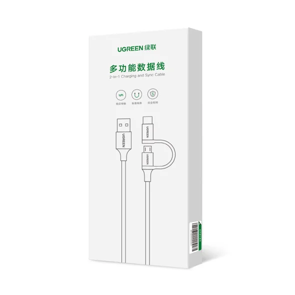UGREEN 휴대용 충전 케이블 다기능 2-in-1 충전 케이블 USB 2.0 USB-C to USB-A 케이블 코드 (안드로이드용)