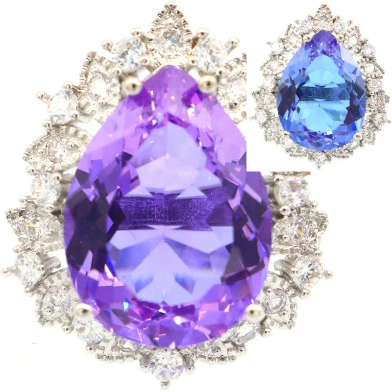 9g Customized 925 SOLID STERLING SILVER Ring Violet Topaz Spessartine Alexandrite Topaz Zultanite Rhodolite Tanzanite CZ SZ 6-11 customized 925 solid sterling silver ring gorgeous london blue swiss blue topaz tanzanite rhodolite garnet morganite cz sz 6 11