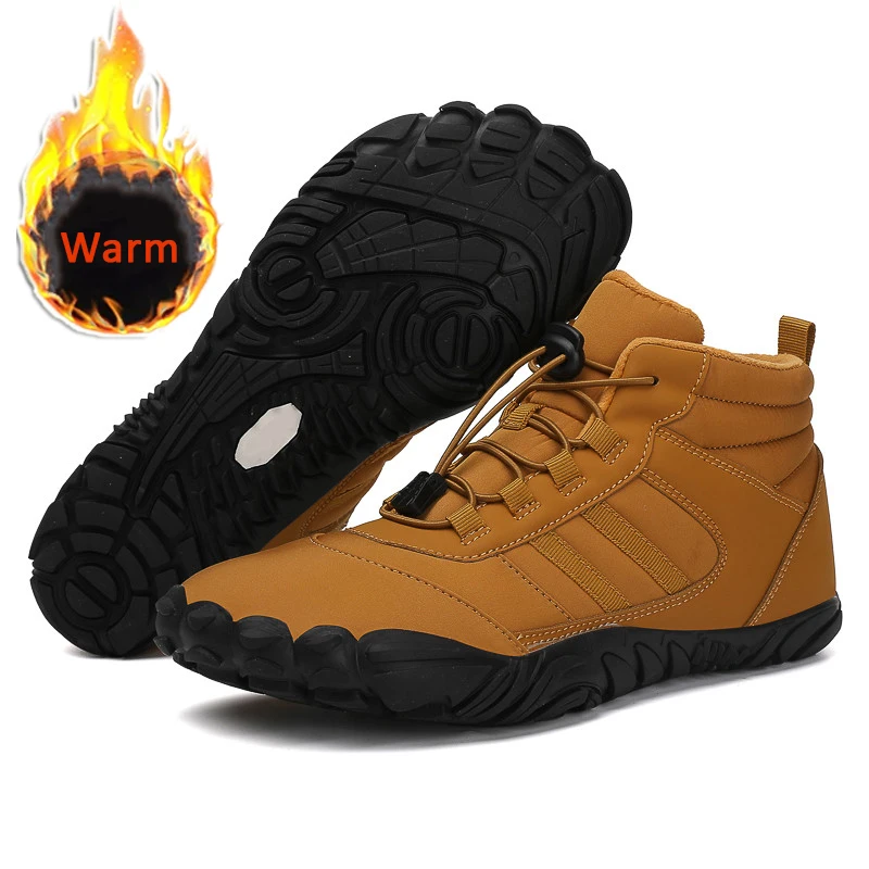 Winter Snow Boots Men Fur Big Size 47 Waterproof Ankle Boots Plush BareFoot Hiking Shoes Outdoor Work Shoes Ladies Snow Hiking Shoes Snow Boots