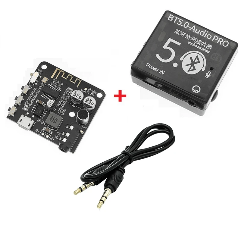 Ricevitore Audio Pro Bt5.0 + Custodia + Kit Cavo Audio Aux Da 3.5Mm Decodificatore Bluetooth Mp3 Scheda Amplificatore Audio Per Altoparlante Per Auto 
