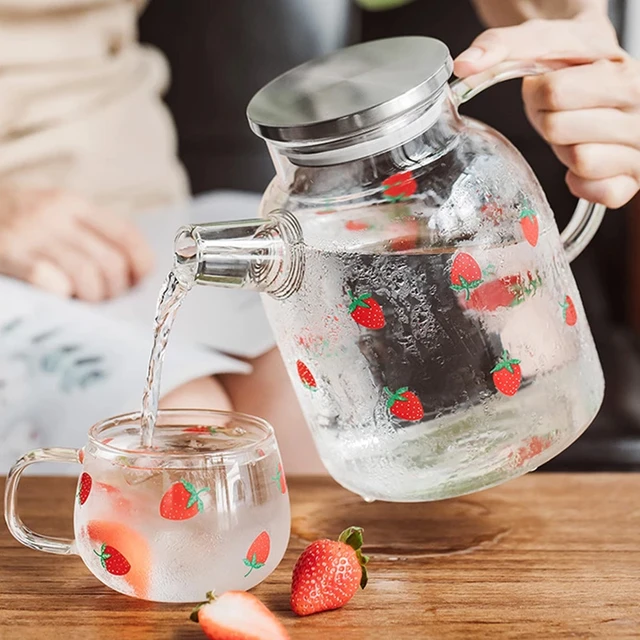 Glass Tea Pot Kettle Clear Borosilicate Heat Resistant Transparent