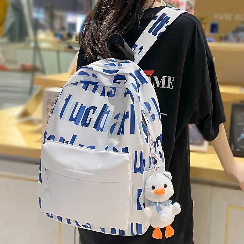 

Классный нейлоновый школьный ранец для девочек и мальчиков с буквенным принтом, женский рюкзак для колледжа, модный рюкзак для ноутбука для мужчин и женщин, сумки для путешествий и книг для подростков
