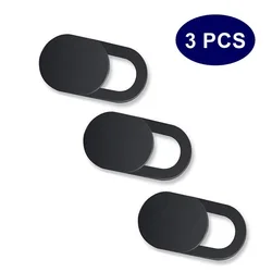 Set of 3 Black Webcam Privacy Covers with Sliding Shield (3Pcs Black)
