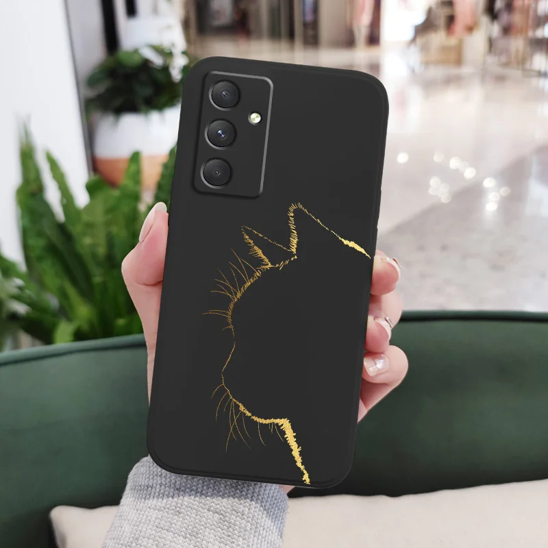 Elegant Black Gold Cat Silicone Phone Case Cover