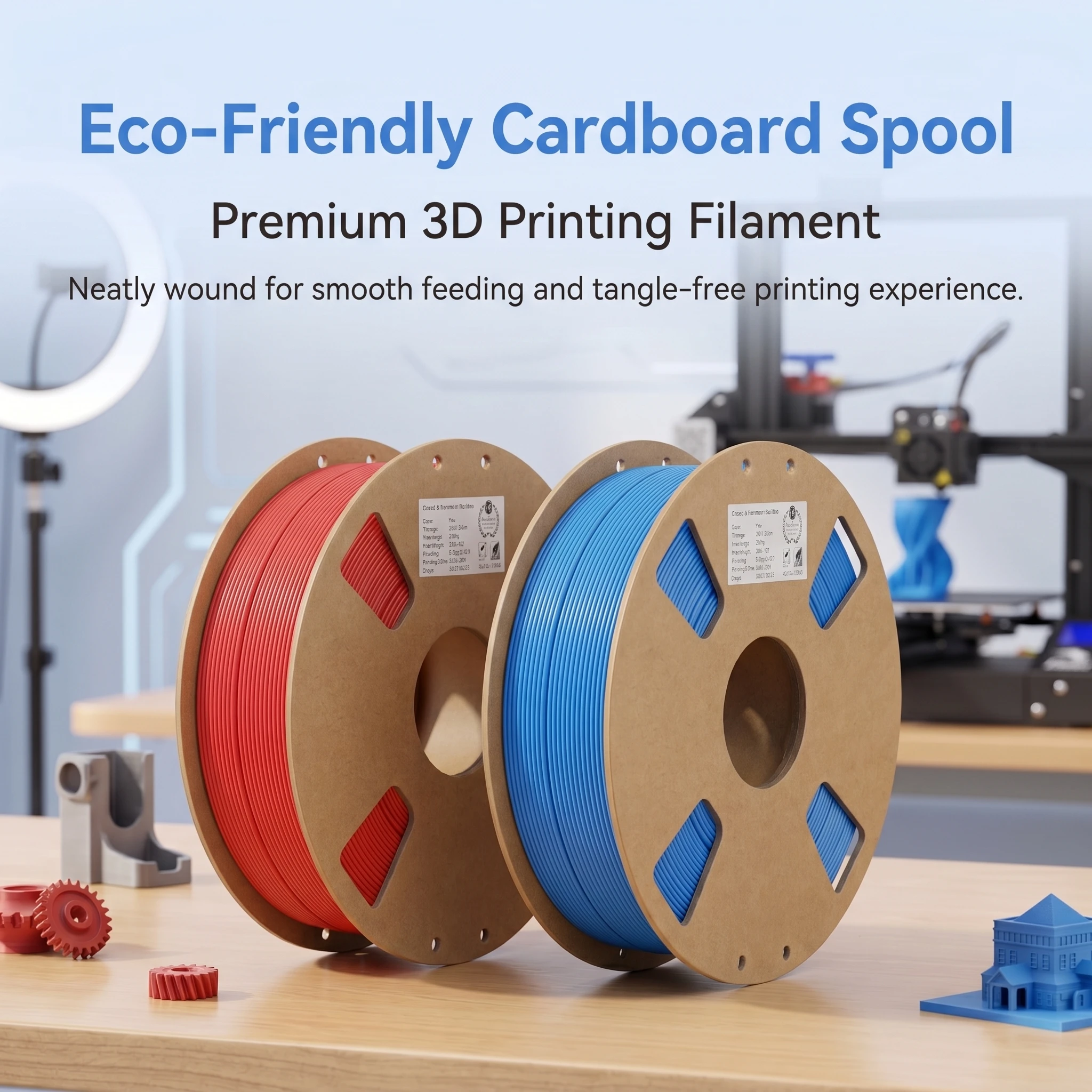 1.75mm PLA 필라멘트, +/- 0.02mm 정밀도, FDM 3D 프린터용 4팩 혼합 색상(검정, 흰색, 파랑, 빨강)