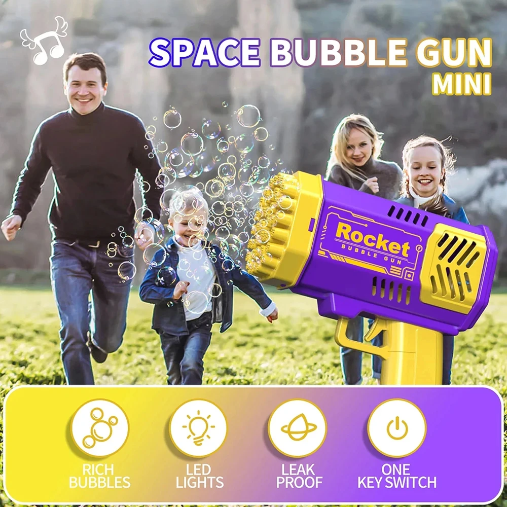 New 23 Holes Electric Rocket Bubble Gun Toy Bubbles Machine Automatic Soap Blower with Light Summer Outdoor Party games Child 5