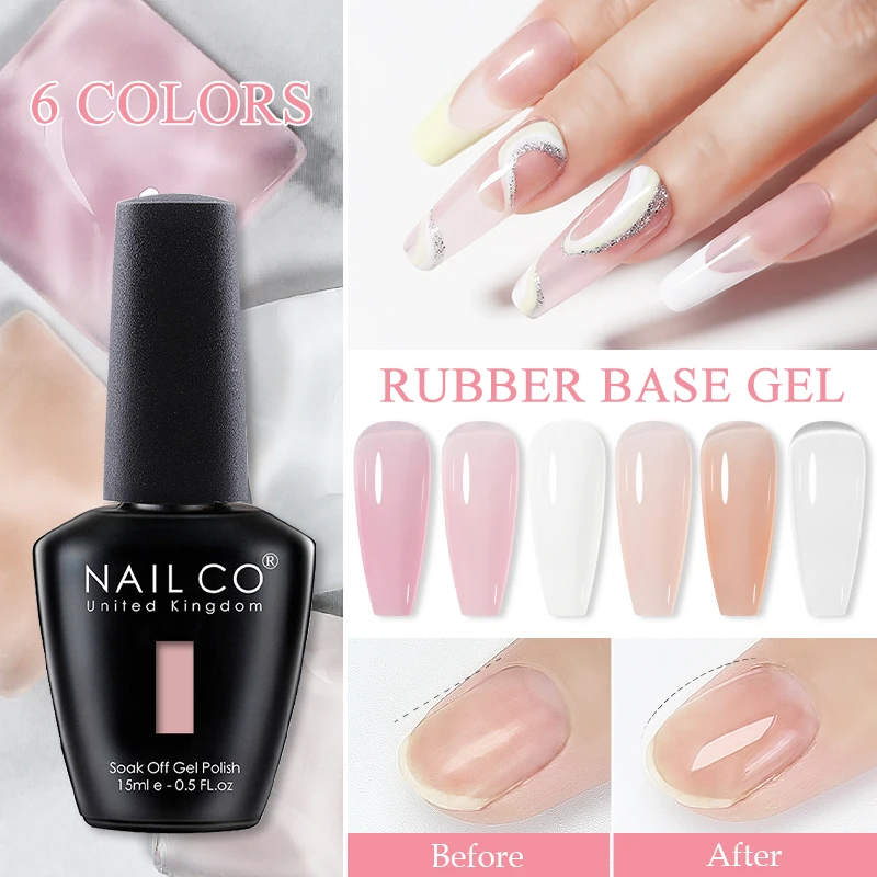 NailCo 15ml Rubber Base And Top Coat Gel Nail Polish Transparent Pink Building Gel Primer Gel Polish  Nail Art Ongle Varnish 2