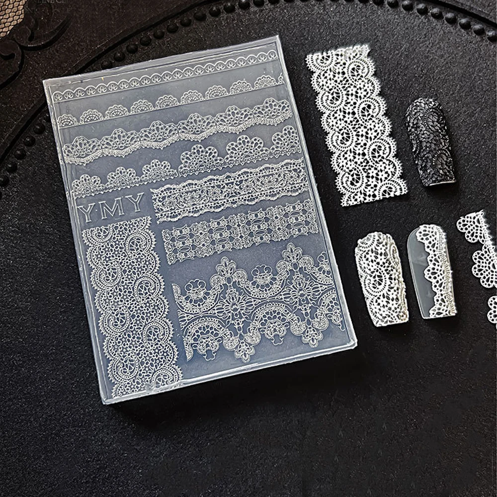 3D 실리콘 네일 몰드 DIY 릴리프 레이스 리본 템플릿 네일 쥬얼리 공예 투명 네일 몰드 네일 아트 액세서리