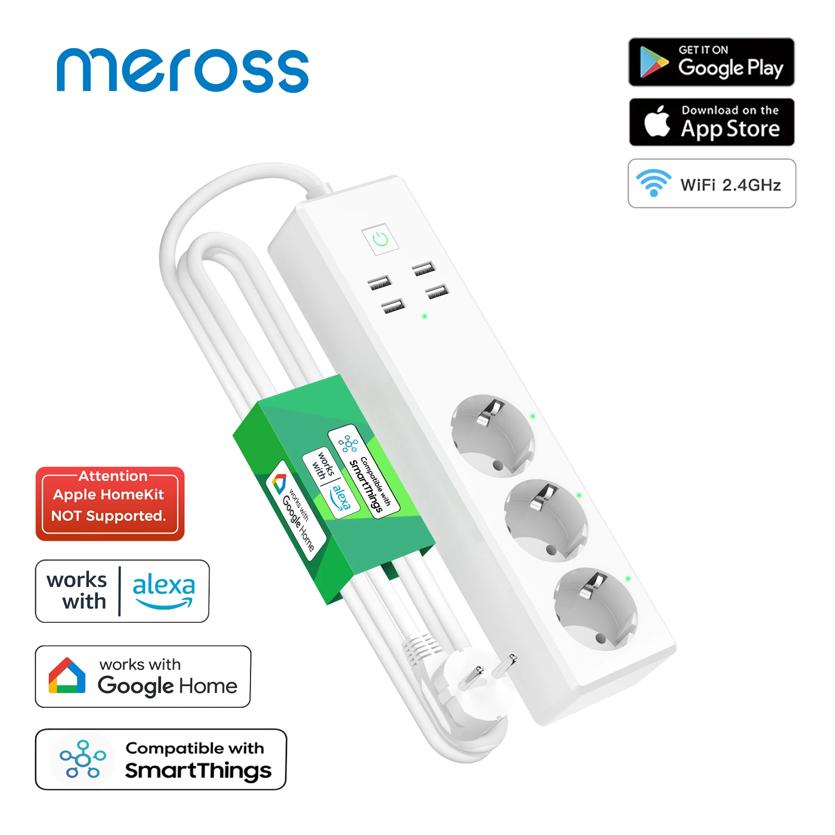 Meross HomeKit US Smart Outdoor Smart Plug with 3 Sockets Independently  Controlled Outlets Support Alexa Google Home SmartThings - AliExpress