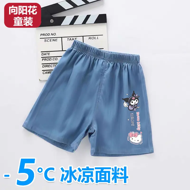 thumbnail image 1 of Pantalones cortos de mezclilla Kawaii Sanrios Hellokittys Kuromi Anime para niños, ropa cómoda para bebés, pantalones cortos transpirables de verano para niñas, 1 of 5
