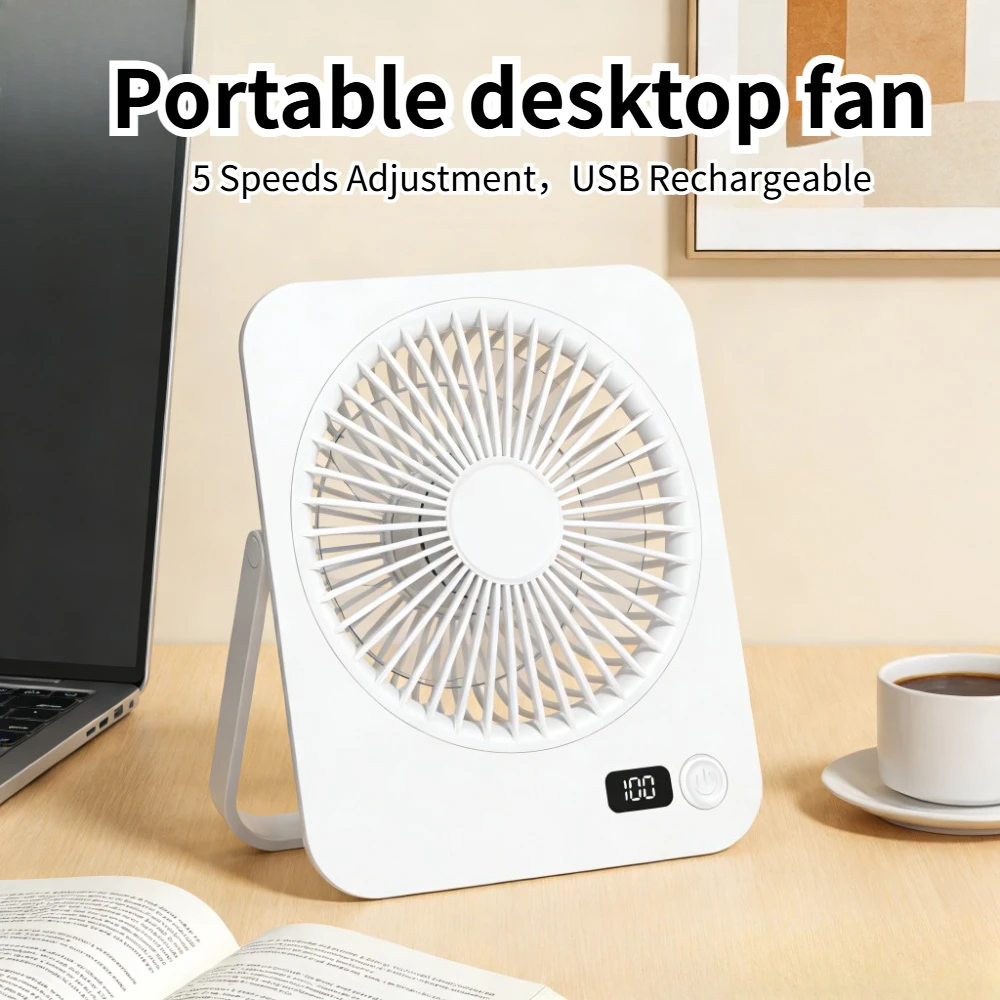 1pc Mini Foldable Desk Fan - USB Rechargeable Ultra-Quiet Personal Cooling Fan with Adjustable 180° Stand, Portable Small Table Fan for Office, Home, Bedroom, Travel, Dormitory 7