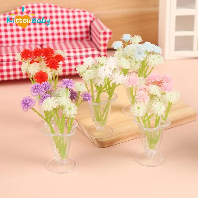 

1/12 Dollhouse Miniature Daisy Flower with Vase Model Toys Doll House Accessories Decor Toy Green Plant Ornaments Crafts Decor