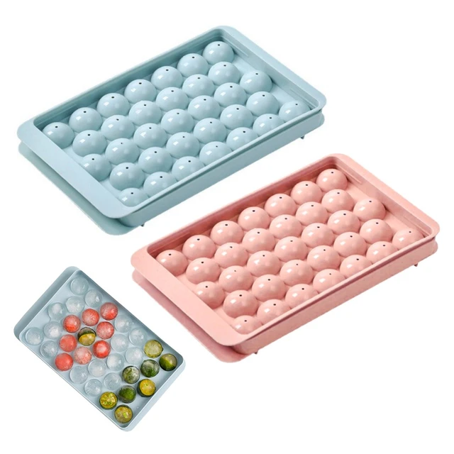 2023 Round Ice Cube Trays Box for Freezer with Lid and Bin Sphere Ice Maker  Molds Circle Ice Tray for Whiskey Cocktails Drinks - AliExpress